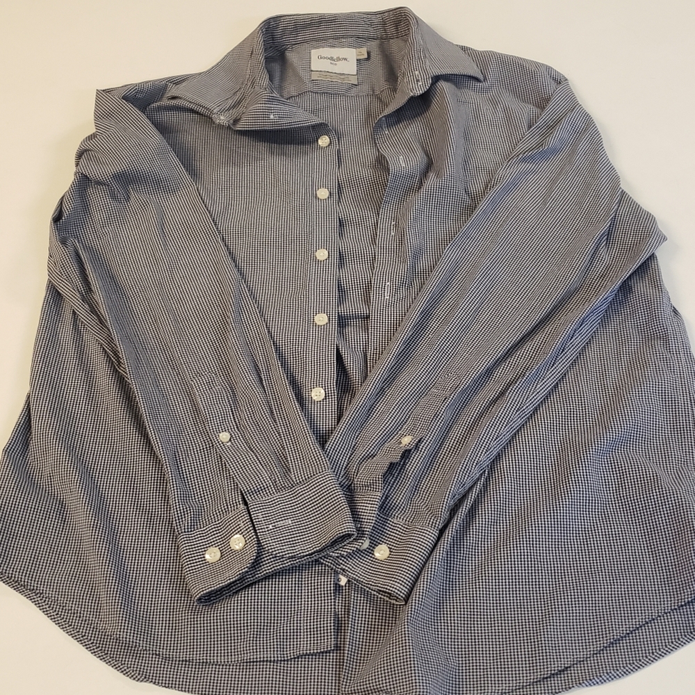 Gray checkered Goodfellow and co. Long sleeve button down dress shirt size XL